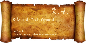 Kőrösi Ahmed névjegykártya
